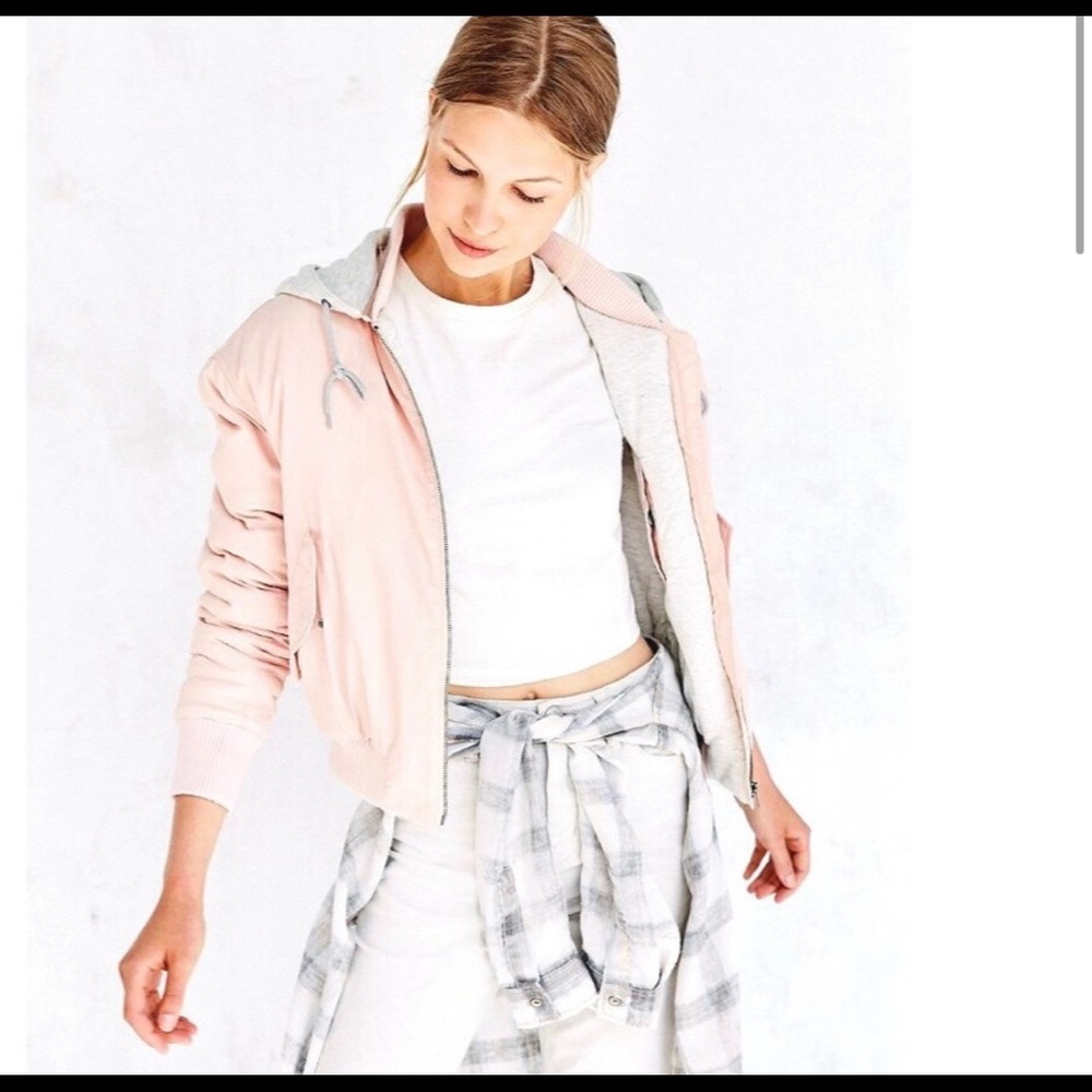 Urban Silence + Noise Pink Hooded Bomber Jacket
